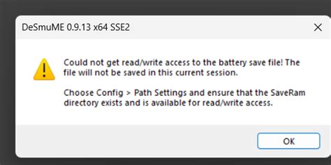 desmume save error|Can't save using in.